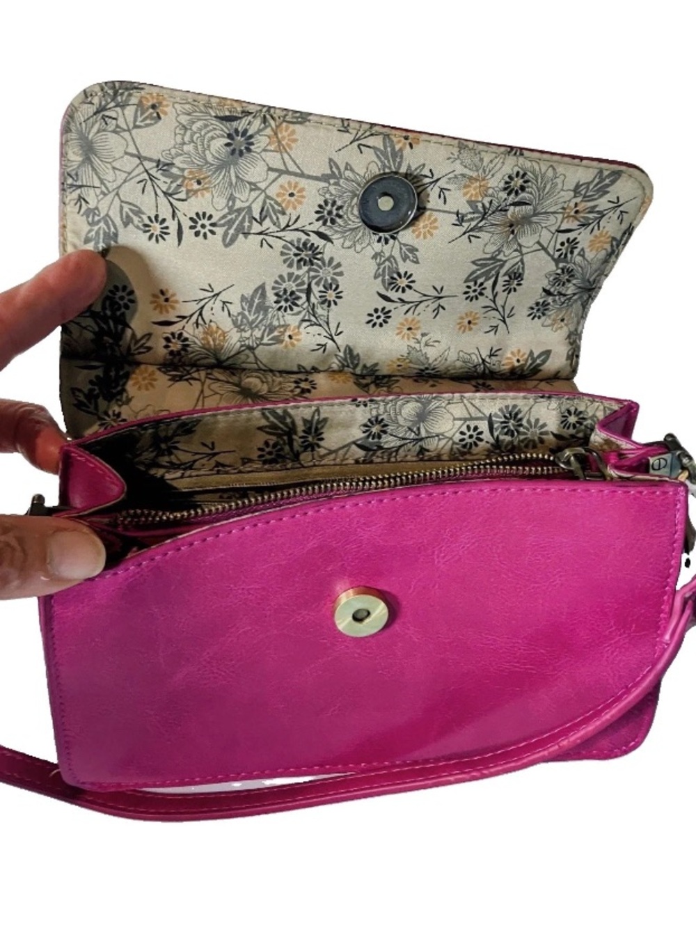 Joy Susan Small Aria Fuchsia Crossbody Handbag Ring Purse.